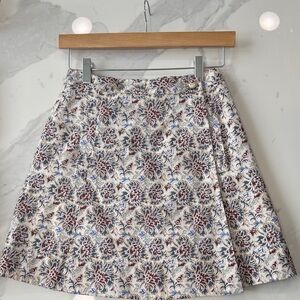 Tory Burch Floral A-Line Skirt in Cream and Brown